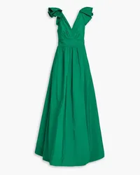 Marchesa Pleated taffeta gown - Green Green