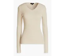 Ribbed cotton-blend sweater - Neutral
