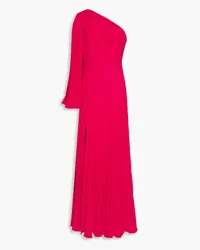 Zac Posen One-shoulder plissé-crepe maxi dress - Red Red