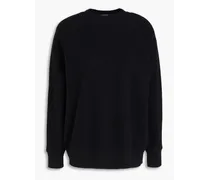 Waffle-knit cotton and cashmere-blend sweater - Black