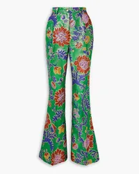 Dolce & Gabbana Metallic floral-jacquard bootcut pants - Green Green