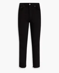 GRLFRND Frayed cropped high-rise slim-leg jeans - Black Black