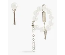 Silver-tone beaded earrings - White