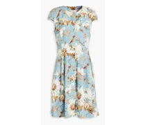 Floral-print crepe dress - Blue