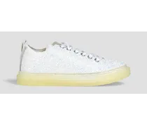 Blabber glittered leather sneakers - White