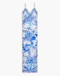 Camilla Open-back printed crepe de chine midi dress - Blue Blue