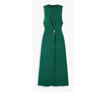 Twisted embellished knitted maxi dress - Green