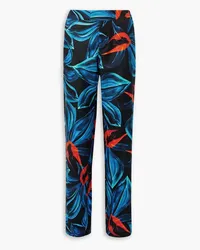 Louisa Ballou Printed cotton and silk-blend twill straight-leg pants - Blue Blue