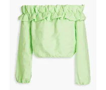 Cala off-the-shoulder cropped linen-gauze top - Green