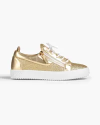 Giuseppe Zanotti July zip-detailed glittered metallic leather sneakers - Metallic Metallic