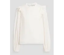 Georgine ruffled paisley-print cotton-blend blouse - White