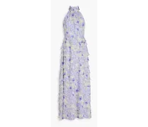 Tiered floral-print chiffon maxi dress - Purple