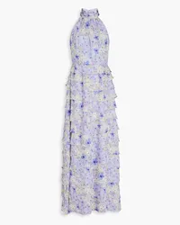 Mikael Aghal Tiered floral-print chiffon maxi dress - Purple Purple