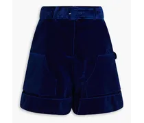 Cotton-velvet shorts - Blue