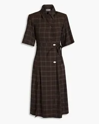 Ganni Marron checked woven midi dress - Brown Brown