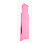 One-shoulder silk-crepe gown - Pink