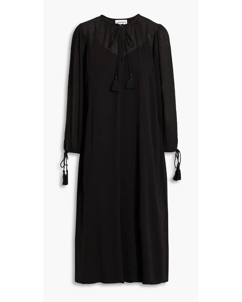 Antik Batik Lilou tasseled cotton-gauze midi dress - Black Black