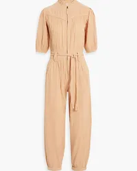 Joie Loomis cropped gathered cotton-gauze jumpsuit - Orange Orange