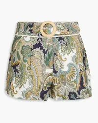 Veronica Beard Hobbes paisley-print linen shorts - Green Green