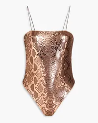 Oséree Python metallic snake-print swimsuit - Metallic Metallic