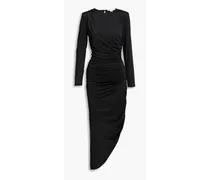 Tristana asymmetric ruched stretch-jersey midi dress - Black
