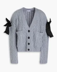 RED Valentino Bow-detailed cable-knit cardigan - Blue Blue