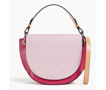 Color-block textured-leather shoulder bag - Pink