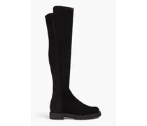 Suede and neoprene over-the-knee boots - Black
