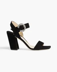 Jimmy Choo Maysa 85 crystal-embellished suede sandals - Black Black