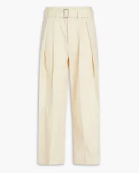 Jil Sander Belted cotton-blend twill pants - Neutral Neutral