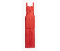Cutout fringed bandage maxi dress - Red