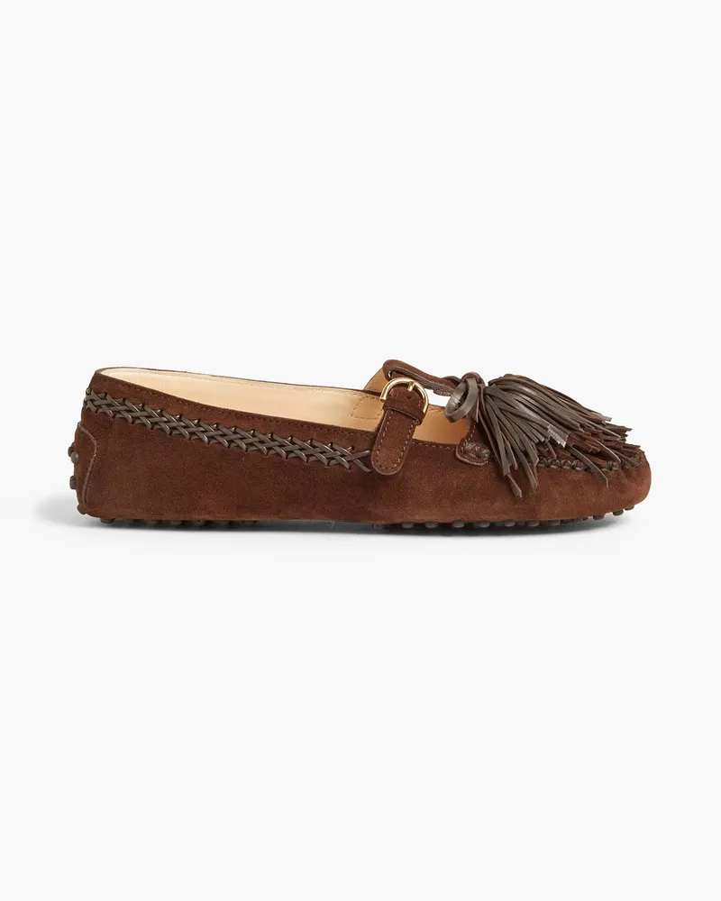 Gommino fringed suede loafers - Brown