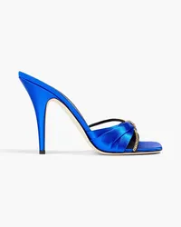 Giuseppe Zanotti Curvy 105 chain-embellished satin mules - Blue Blue