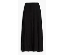 Pleated silk-georgette midi skirt - Black