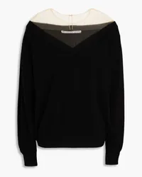 Alexander Wang Layered tulle and wool-blend sweater - Black Black