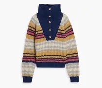 The Buttoned Collar striped wool-blend sweater - Blue