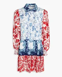 Alice + Olivia Alice Olivia - Paulie printed cupro mini shirt dress - Blue Blue