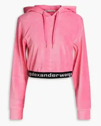 Alexander Wang Cropped stretch cotton-blend corduroy hoodie - Pink Pink