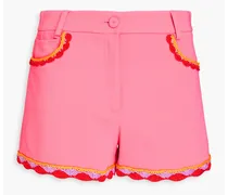 Crochet-trimmed crepe shorts - Pink