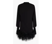 Flora open-back feather-embellished crepe mini dress - Black