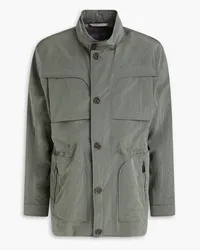 Canali Crinkled shell field jacket - Green Green