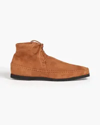 Totême Leather-trimmed suede ankle boots - Brown Brown