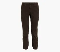 Cotton-blend twill tapered pants - Brown