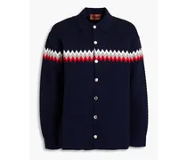 Jacquard-knit overshirt - Blue