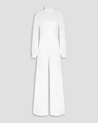 Les Héroïnes by Vanessa Cocchiaro Mary ruffled satin wide-leg jumpsuit - White White