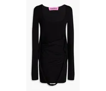 Avillo draped knitted mini dress - Black