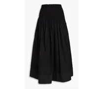 Cotton-voile midi skirt - Black