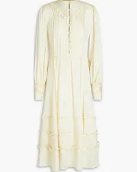 Temperley London Lily pleated satin midi dress - Neutral Neutral