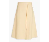 Safra belted broderie anglaise cotton-blend midi skirt - Yellow