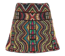 Beaded embroidered mesh mini skirt - Brown
